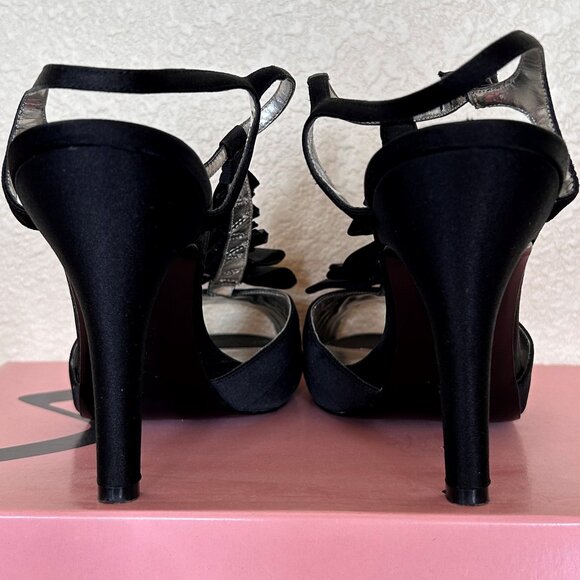 Nina Black satin high heels 9M - Picture 4 of 5
